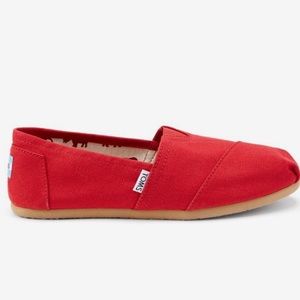 TOMS Red Canvas Women's Classics Slip-On Shoes